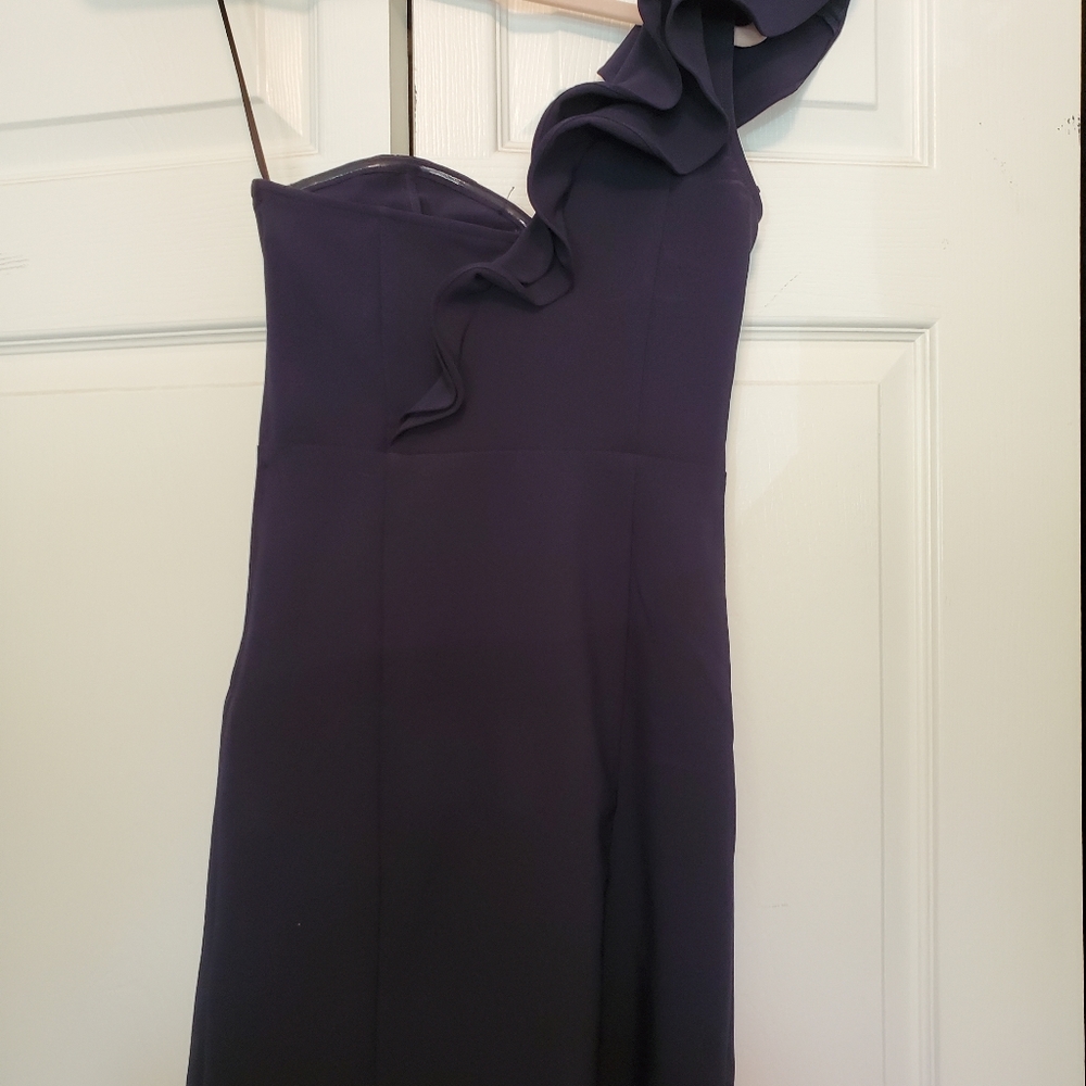 H&M Navy One Shoulder Ruffle Bodycon Mini Dress - Picture 3 of 5